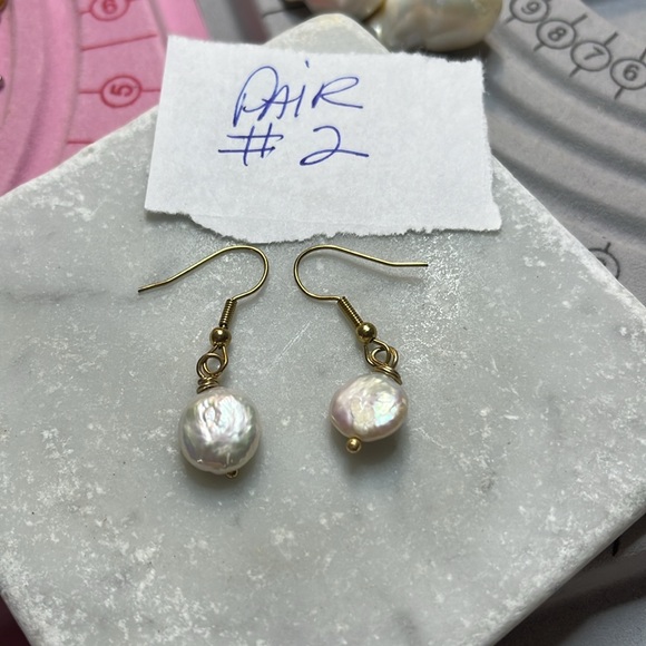 SOLD Coin Pearl Earrings - Picture 5 of 6